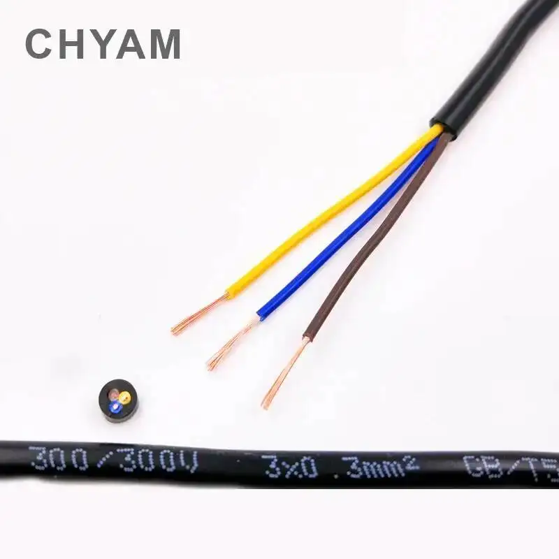 22 AWG 0.3MM2 RVV 2/3/4/5/6/7/8/10/12/14/16/18 Cores Pins Copper Wire Conductor Electric RVV Cable Black