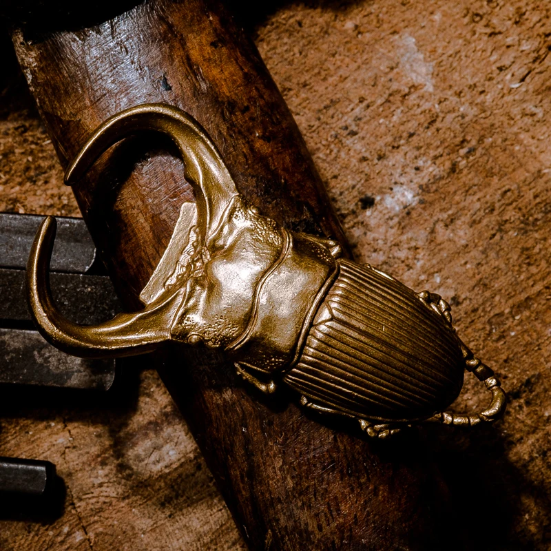 Vintage Creative Beetle Brass Bottle Opener Keychain Pendant Gift