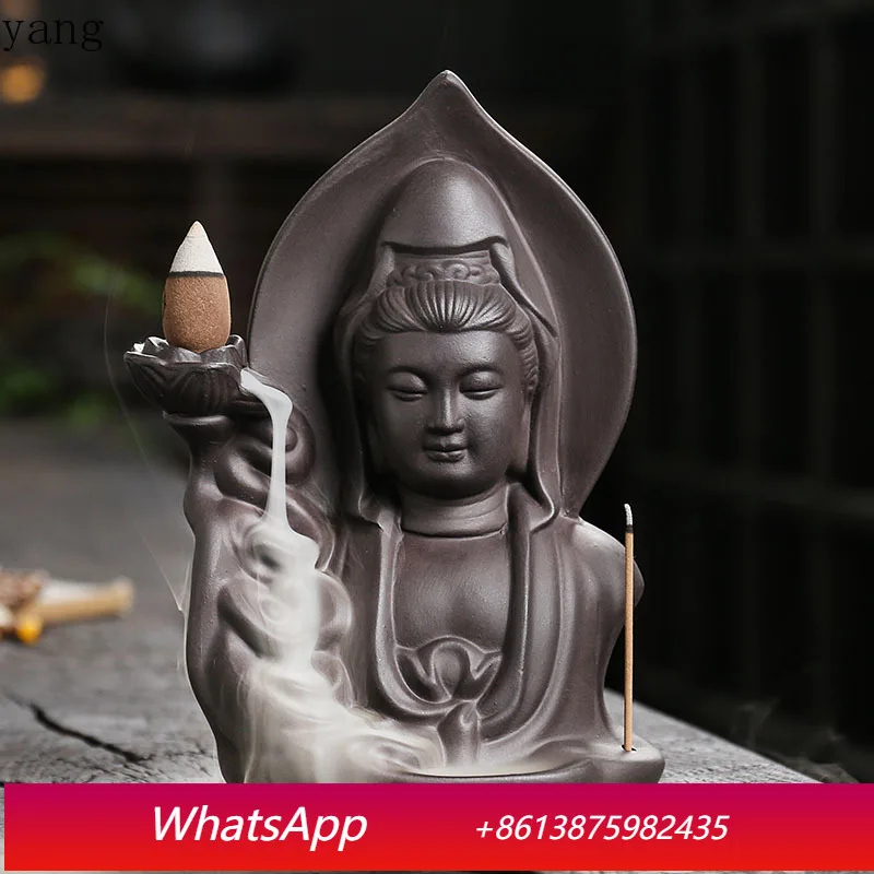 

CX purple sand backflow smoke aromatherapy stove, creative Guanyin home handicraft ornament