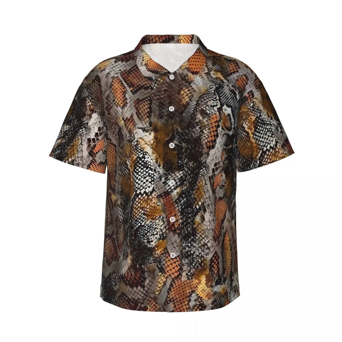 

Elegant Animal Snake Skin Print Beach Shirt Hawaii Casual Shirts Man Novelty Blouses Short Sleeve Harajuku Printed Tops