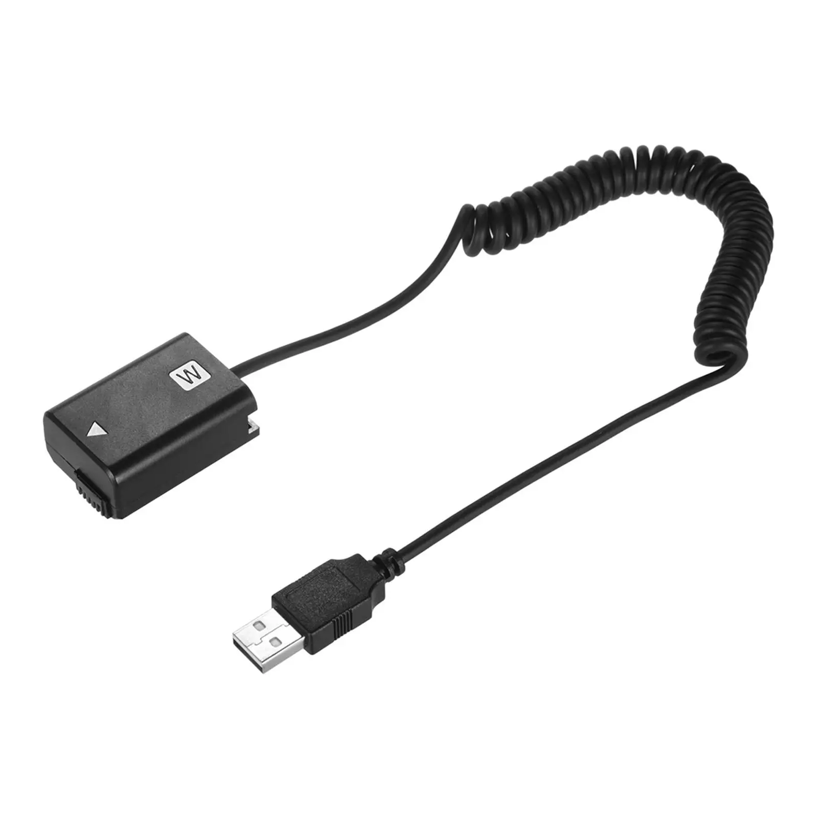 Coiled USB Cable To Np-FW50 Dummy Battery fits for Sony Battery Bank A6000/A6100/A6300