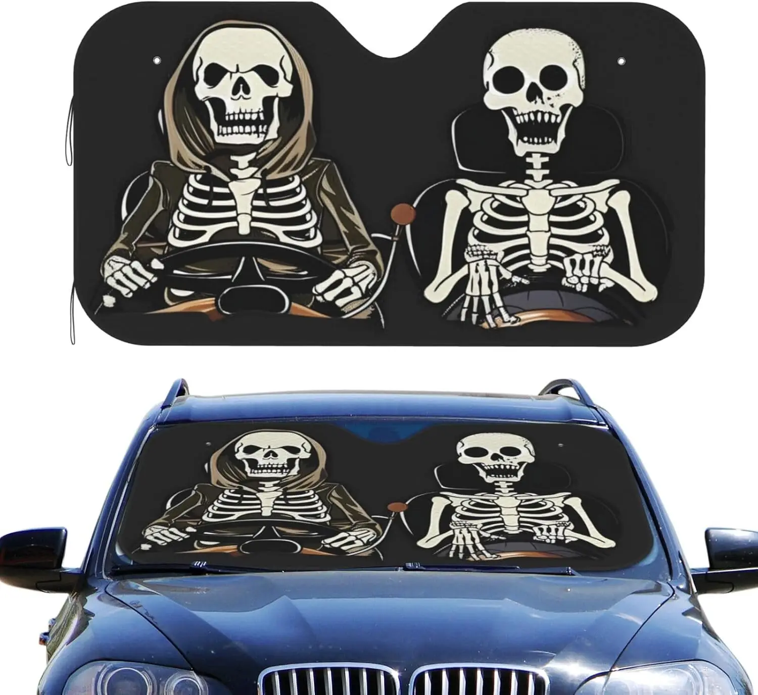 

Солнцезащитный козырек на переднее окно автомобиля, забавный череп вождения, складной авто солнцезащитный козырек на лобовое стекло, защита от солнца с УФ-излучением