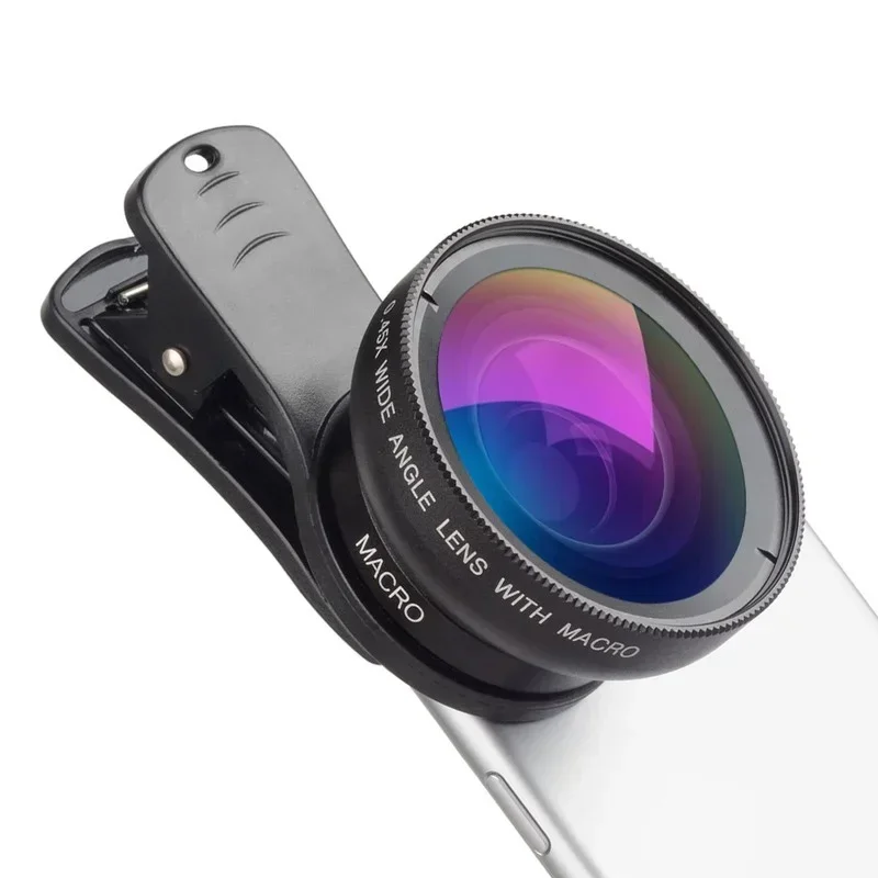 Super Wide Angle Phone Lens Kit, Lente de Câmera HD para iPhone 6S 7 Xiaomi All Cellphone, 0.45x Super Wide Angle, 12.5x Super Macro Lens, 1Pc