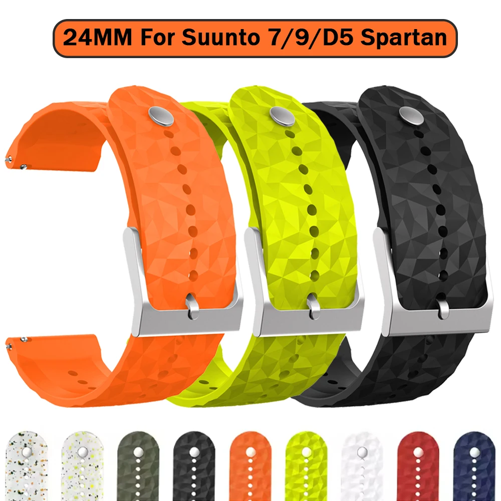 24 مللي متر الرياضة في الهواء الطلق سيليكون شريط للرسغ ل Suunto 7/ 9 /D5 المتقشف المعصم HR بارو أشرطة ساعات ذكية استبدال سوار تنفس