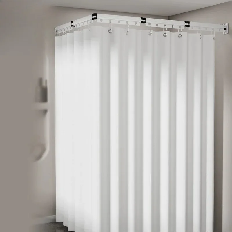 

‌ Занавеска для душа на присоске — водонепроницаемая складная подкладка PEVA для ванной комнаты, устойчивая к плесени, без сверления для аренды дома