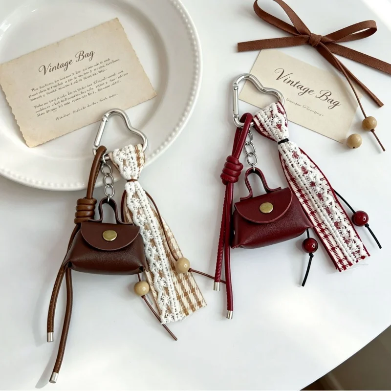 Korea Cute Hand-woven Rope Mini Bags Bag Charms Colorful Pendant Kawaii Keychain for Women Simple Casual Accessories Gift