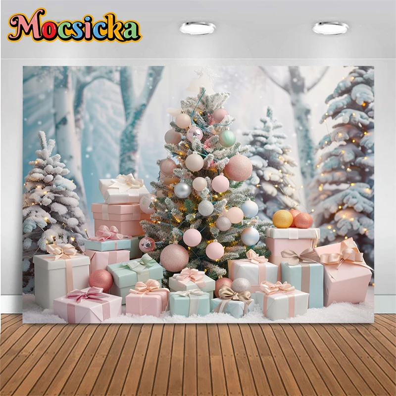 Christmas Tree Big Photography Backdrop Baby shower Girl Boy Birthday Party Gift Photo Background for shooting Decoration Studio