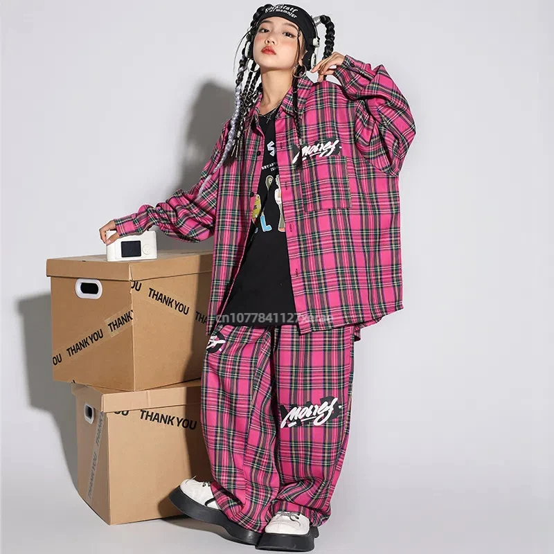 Vêtements tendance de danse de rue pour enfants, ensemble de grille ample, Costumes de spectacle Hip-hop Cool et beaux pour garçons et filles