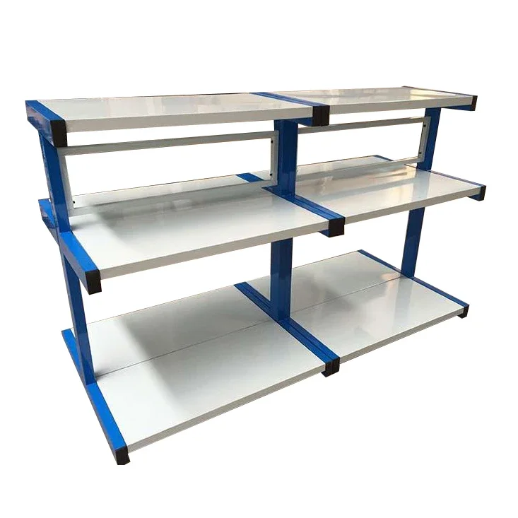 

-Настенная двухсторонняя витрина, розничные решения для супермаркетов, полки для супермаркетов без задней панели