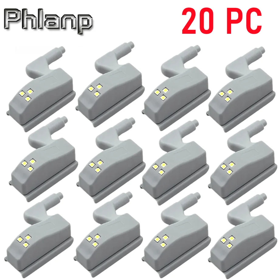 20pcs Universal LED Inner Hinge Lamp Cabinet Induction Lights Wardrobe Cupboard Sensor Lights Bedroom Kitchen Closet Night Lamp