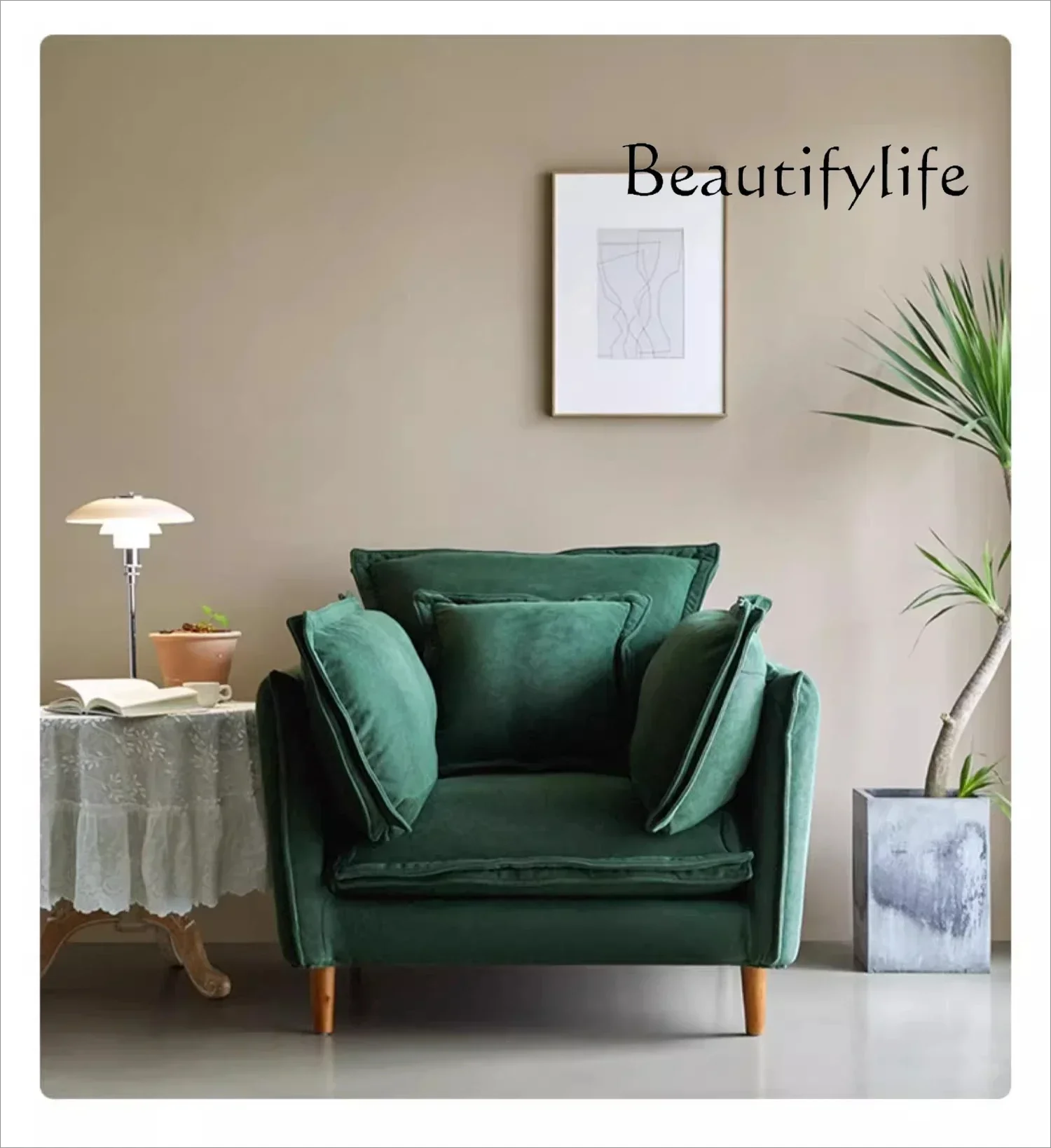 

yj7 Nordic Japanese Corduroy Single Sofa Living Room Single Casual Lazy Sofa Chair