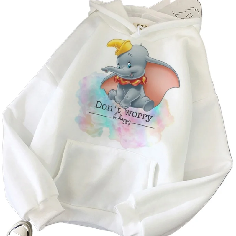 Kawaii Disney Cartoon Dumbo Hoodies Women Funny Grunge Ullzang Harajuku Sweatshirts Anime Graphic Tees Cute Unisex Tops Female