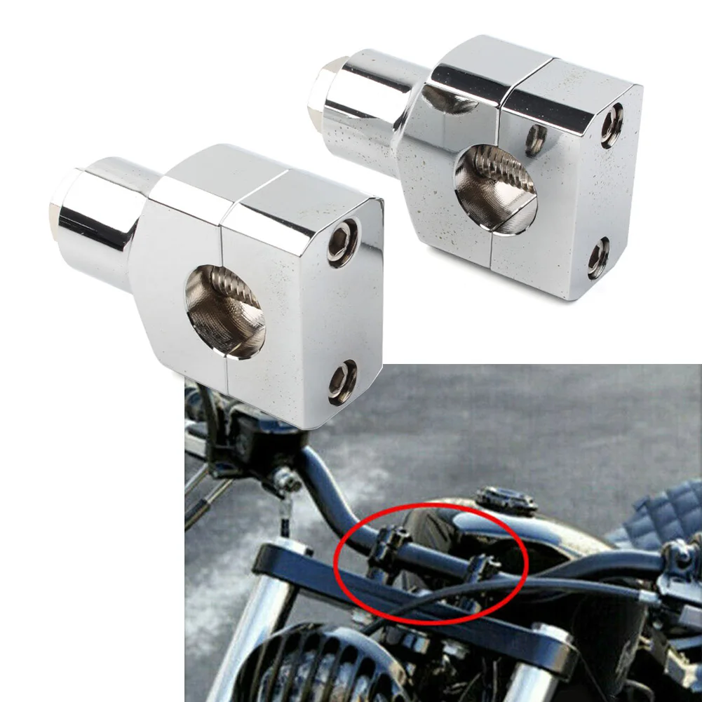 

2Pcs Motorbike 1" Handlebar Handle Bar Adapter Risers Clamp Mounts For Harley Fatboy Chrome Aluminum