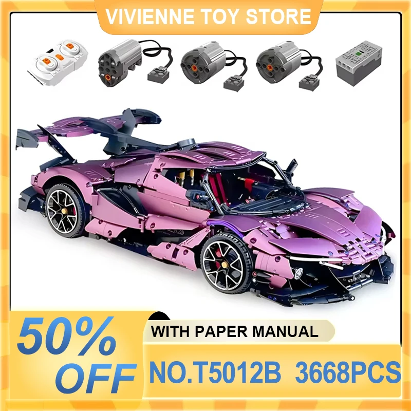 TGL T5012 MOC Technical Super Sports Car Purple Apolloed Building Blocks Racing Vehicle Brick Puzzle Toy Christmas Gift For Kids