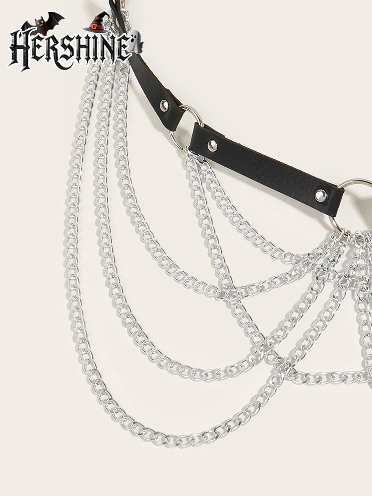 HERSHINE 1 قطعة المرأة Y2K سلسلة سوداء حلقة حزام القوطية الشرير هالوين الإكسسوارات هدية العيد روك الهيب هوب الملحقات #3
