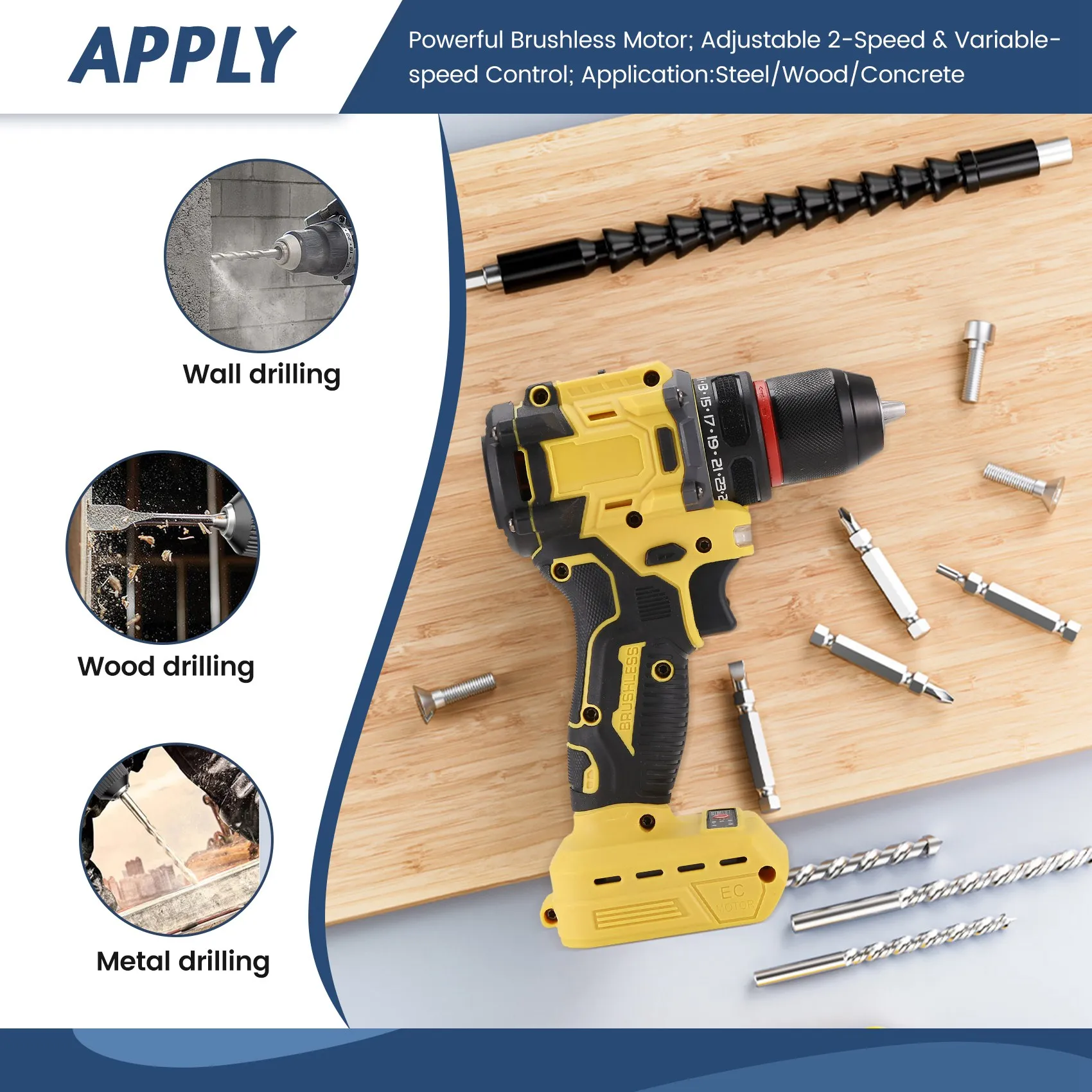 

Электрическая дрель 3/8 дюйма 90 Нм Аккумуляторная электрическая дрель Бесщеточная ручная отвертка для аккумуляторных электроинструментов 18 В 21 В-AT64