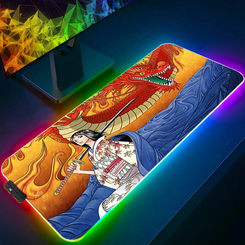 

RGB Mouse Pad one piece Nico Robin Backlight Large PC Computer Gamer Gaming Accessories LED Mousepad Keyboard Desk Mat Carpet