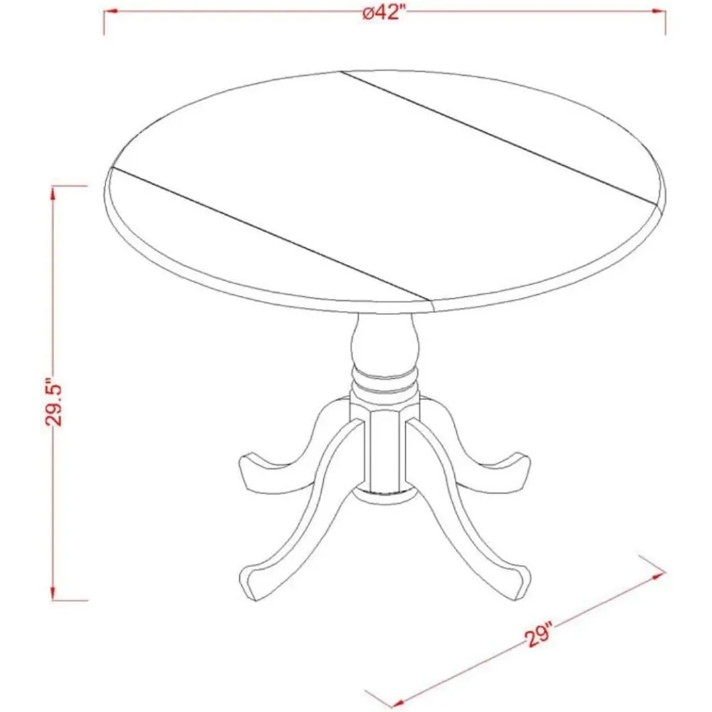 Dublin Dining Room Table - a Round kitchen Table Top with Dropleaf & Pedestal Base, 42x42 Inch, Oak