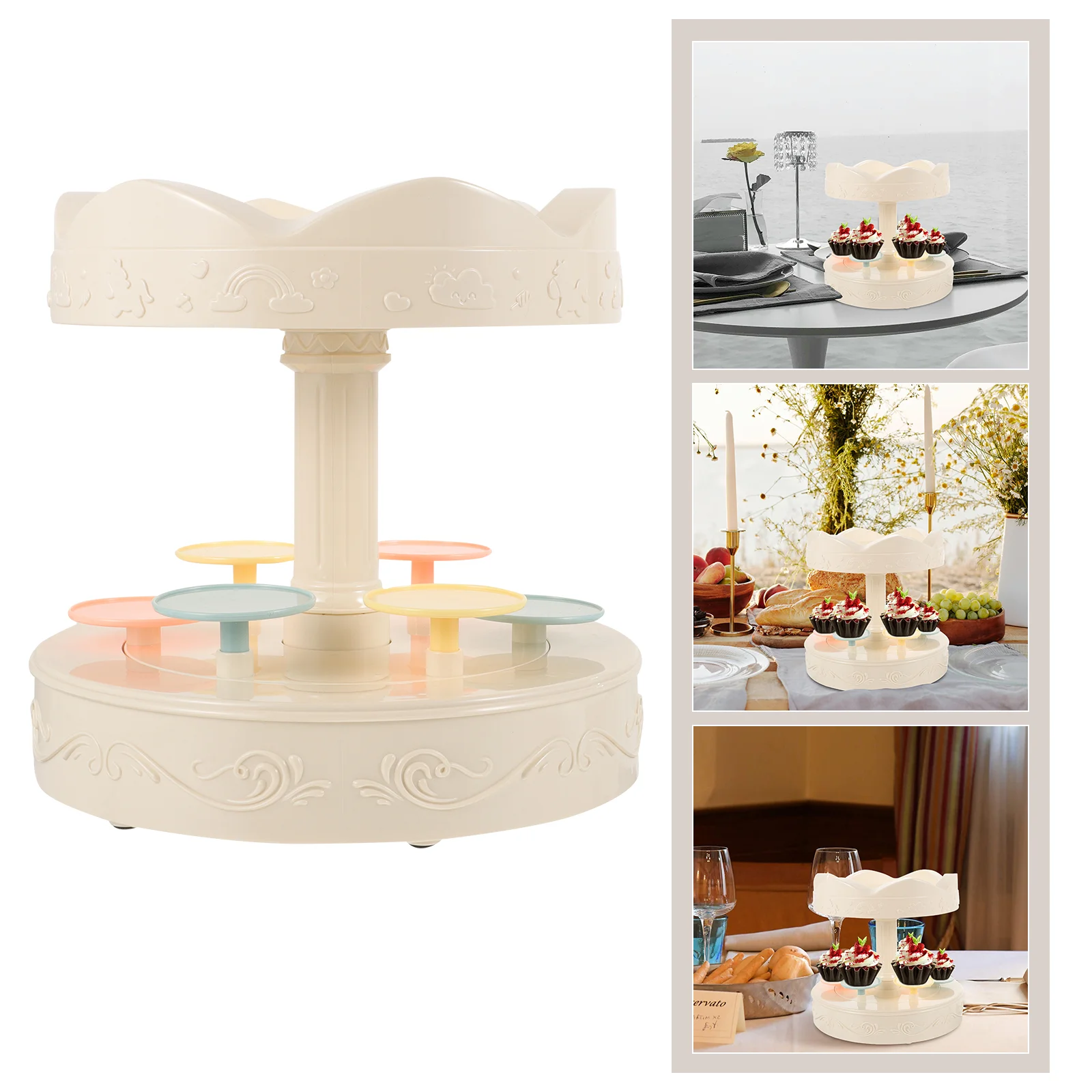 

Rotary Dessert Machine Tray Decor Automatic Rotating Sushi Display Holder Stand Turntable Banquet