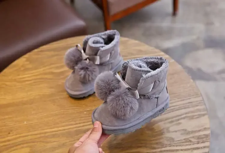 Snow Boots Children Winter 2019 Fur Boot Girl Frosted Leather Shoes Boy Kids Ankey Boots Pink Gray 13