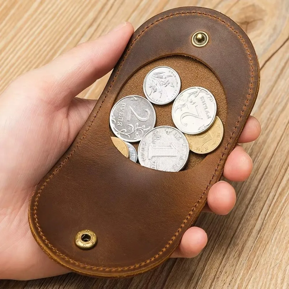 

Simple Style Genuine Leather Small Wallet Handmade Ultra Light Change Purse Hasp Clutch Pouch Men And Women