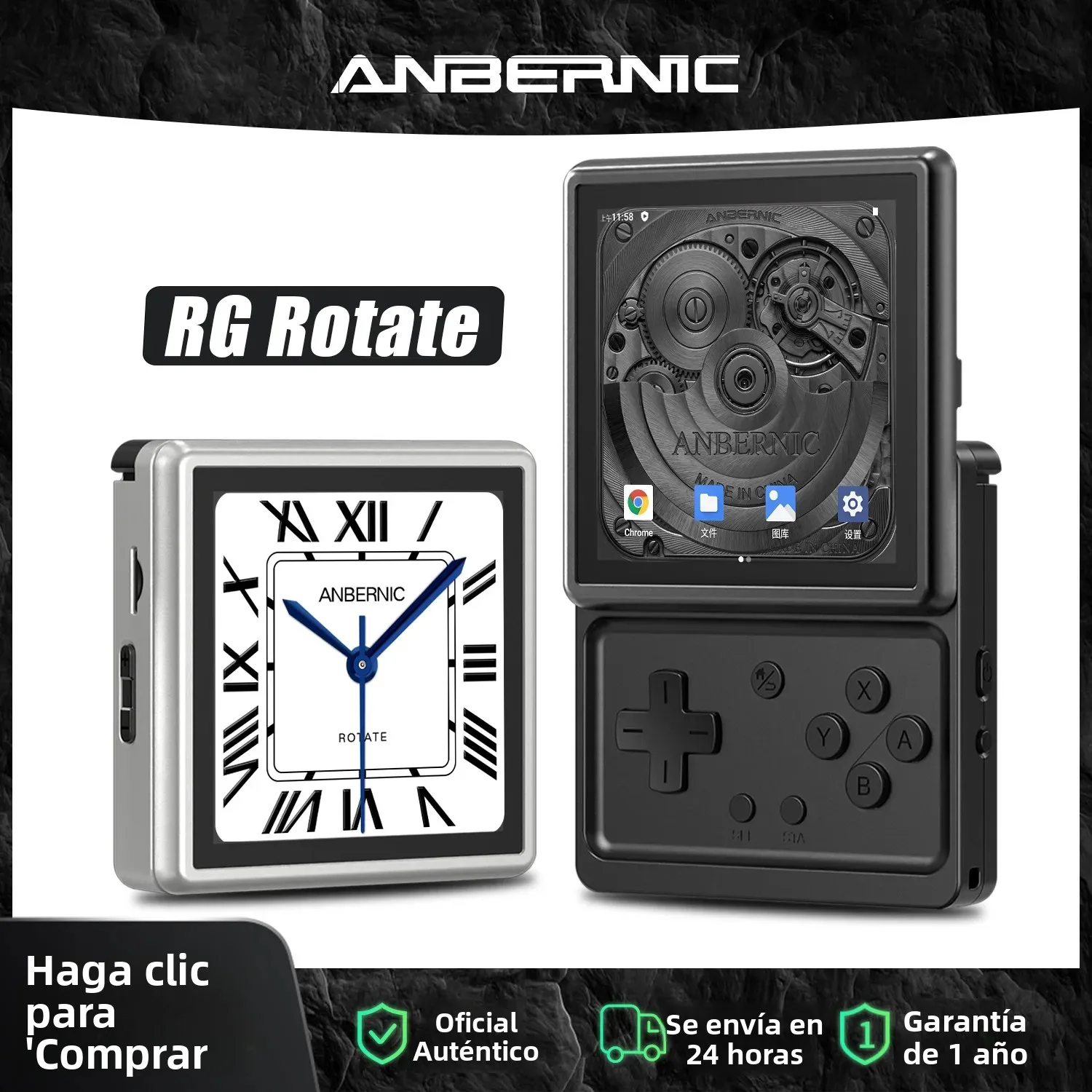 Consola de juegos portátil Anbernic RG Rotate Android, 3,5 pulgadas, IPS, 720 × 720, T618, emulador de juegos Retro, WiFi, 3GB + 32GB, reproductor portátil