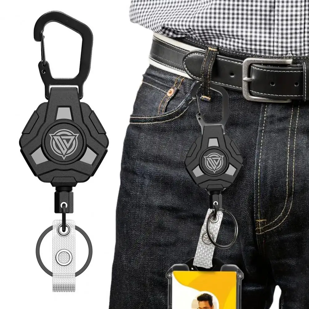 1/2Pcs Polygonal Carabiner Keychain with 60cm Retractable Stainless Steel Wire Rope Keychain Lobster Clasp Camping Keychain