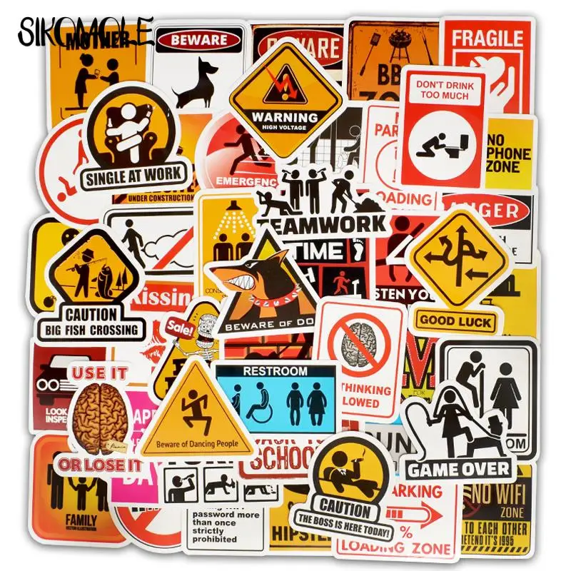 

10/30/50pcs Warning Stickers Road Reminder Computer Sign DIY Toys Motorcycle Laptop Luggage Bicycle Snowboard Decal Sticker F5