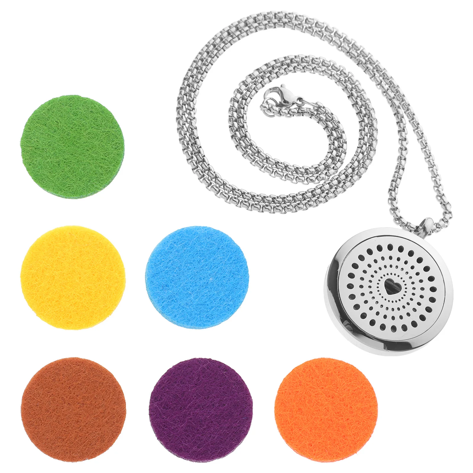 

1Set Heart-Shaped Aromatherapy Necklace Essential Oil Pendant Stainless Steel Durable Charming Jewelry Gift Diffuser Necklace