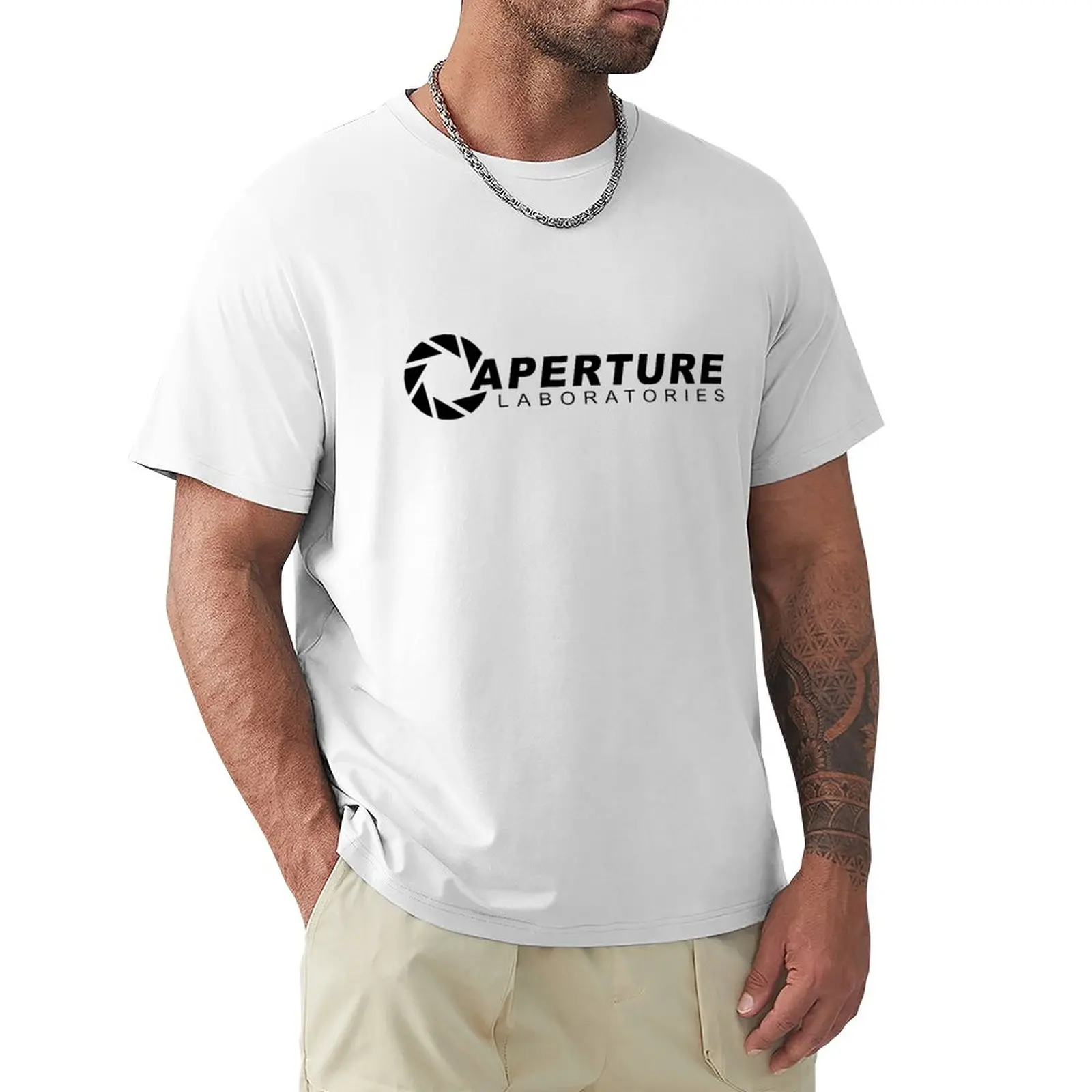 New Arrival fashion heavyweight Hot SaleMen's t-shirts brand summer  tshirt Portal 2: Aperture Science Logo T-Shirt Short t-shir