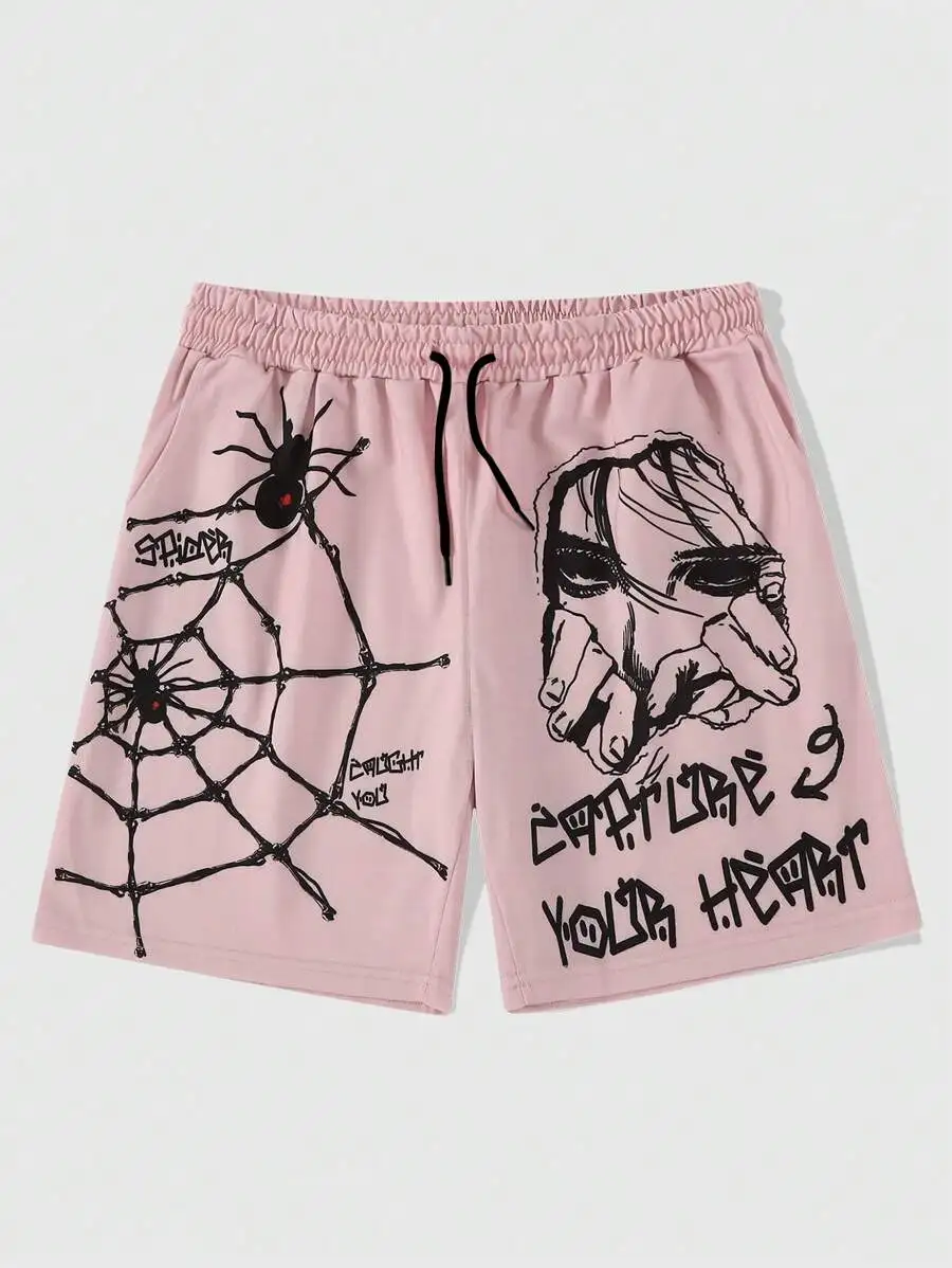 New Men's Summer Shorts Loose Luxury Shorts 3D Printed Casual Spider Web Printed Homestay Shorts Hawaiian Beach Shorts