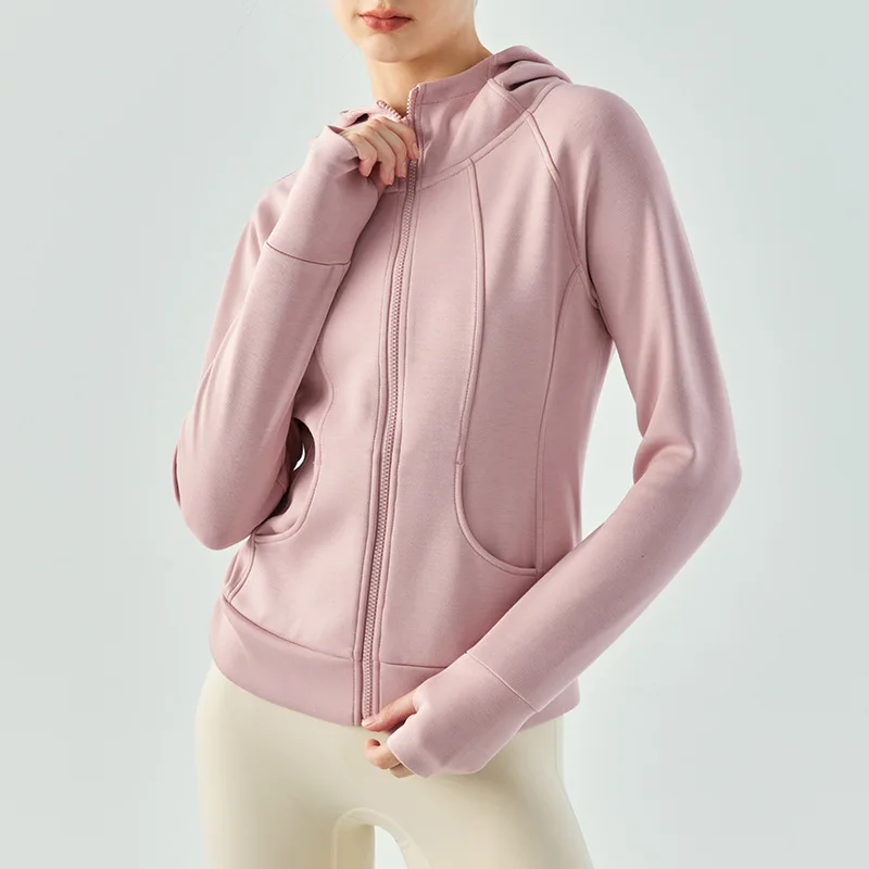 HSOUL YOGA Zip-up Hooded Top,Soft and Comfortable Loose-fitting Running and Fitness Shirt with Airy Layer Long SleevesYoga Shirt