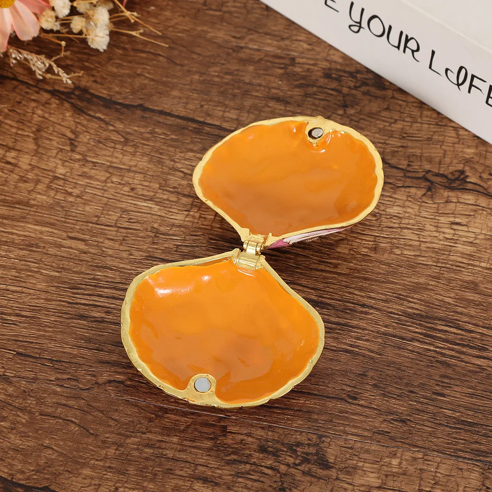 Hand Painted Enameled Shell Style Decorative Hinged Jewelry Trinket Box Unique Gift for Home Decor Birthday Wedding