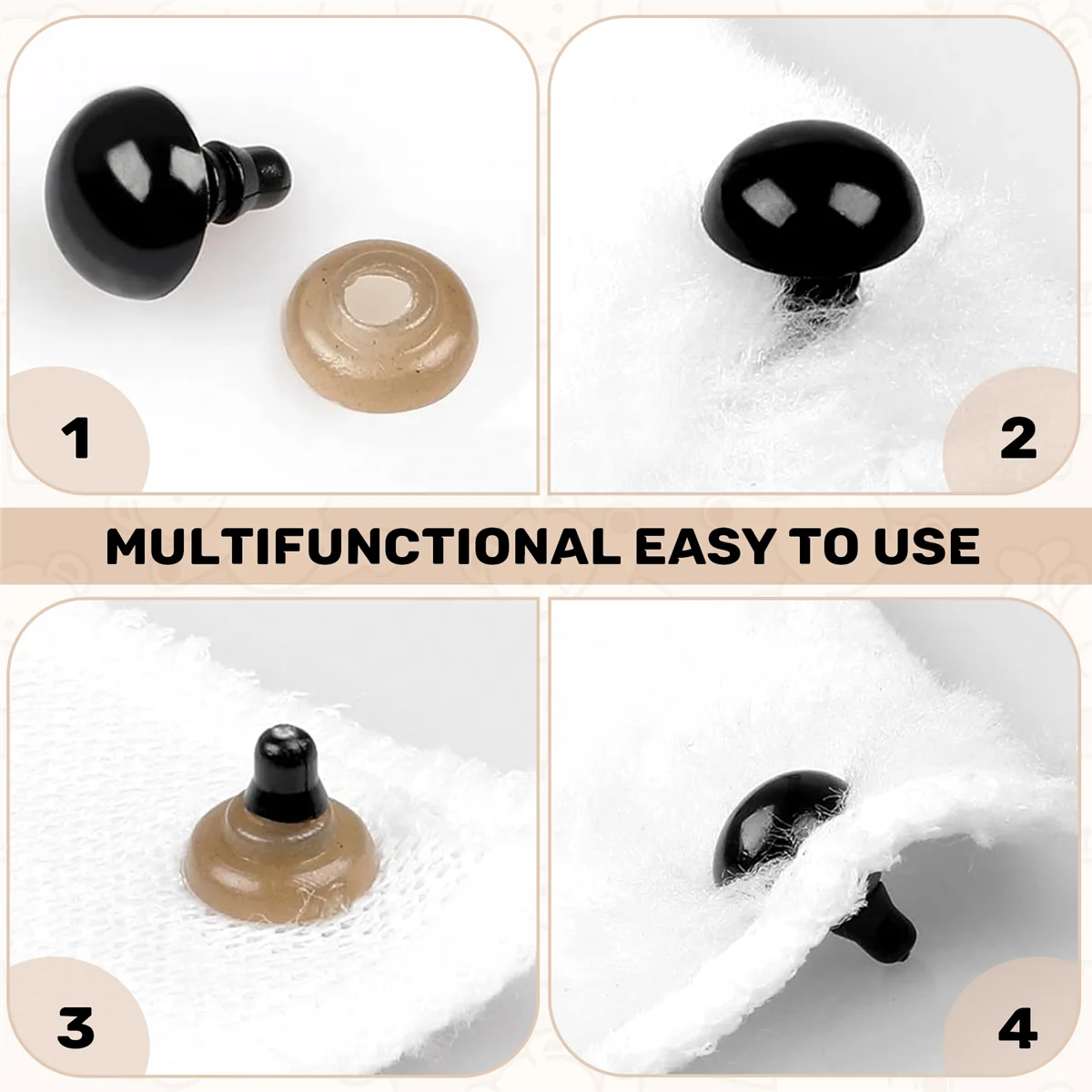 ABEZZ 100PCS Plastic Safety Crochet Eyes Bulk with 100PCS Washers for Crochet Crafts (0.24Inch/6mm)