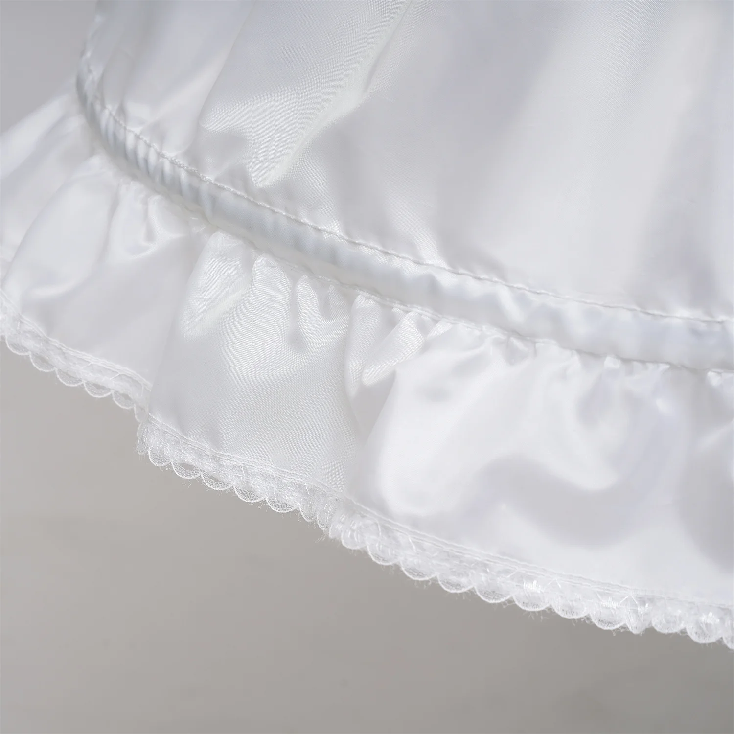 White Children kids Petticoat A-Line 3 Hoops One Layer Kids Crinoline Lace Trim Flower Girl Dress Underskirt Elastic Waist