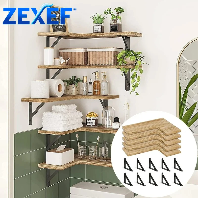 

Wooden Triangular Storage Rack Flowerpot Shelf Floating Showcase Large Aesthetic Room Decoration Floating Shelf Home Garden