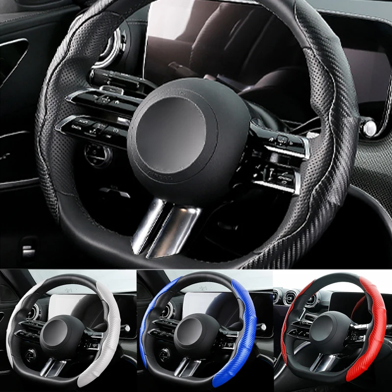 

1Pair Car Steering Wheel Covers Carbon Fiber Auto Universal Steering Wheel Cover Car Accessories Anti Slip Interior Decoration