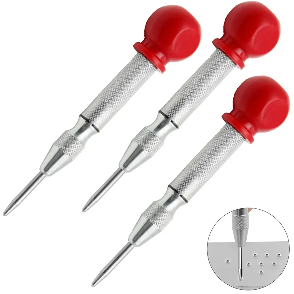 3/2/1PCS Silver Automatic Spring Loaded Center Punch Glass Breaker Window Puncher Drill Bit Center Punch Eyelet