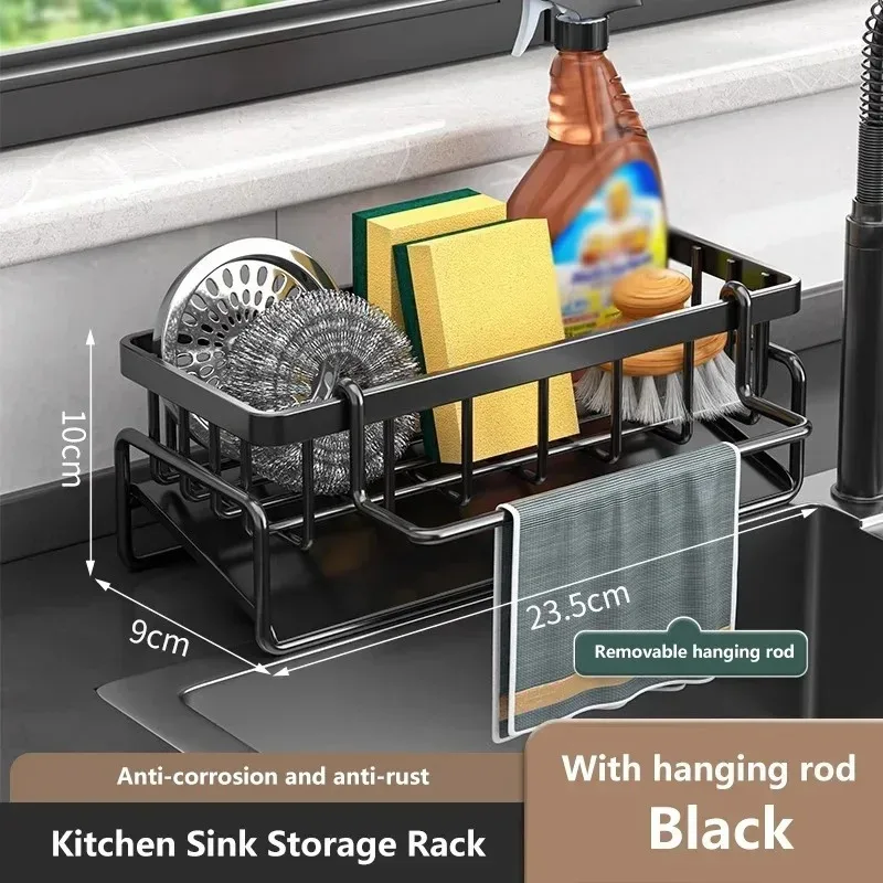 Kitchen Sink Drain Rack Organizer Self-draining Sink Shelf Soap Sponge Holder Dishcloth Towel Rack filter