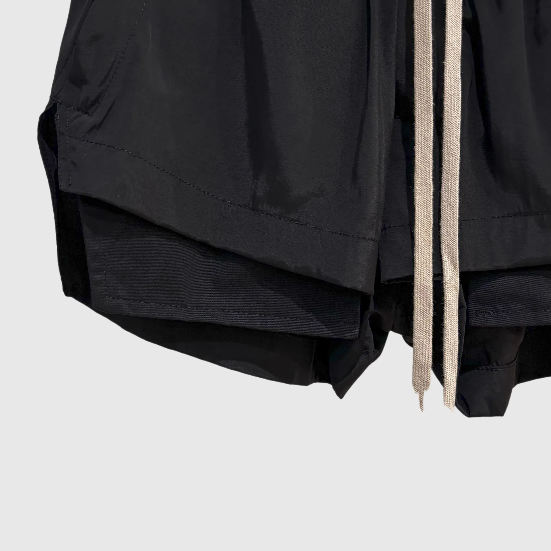High Street Dark Style Slim Fit Pants with Slit Drawstring Shorts Women's Exlstic Waist Casual Pants Sexy Solid Color Shorts