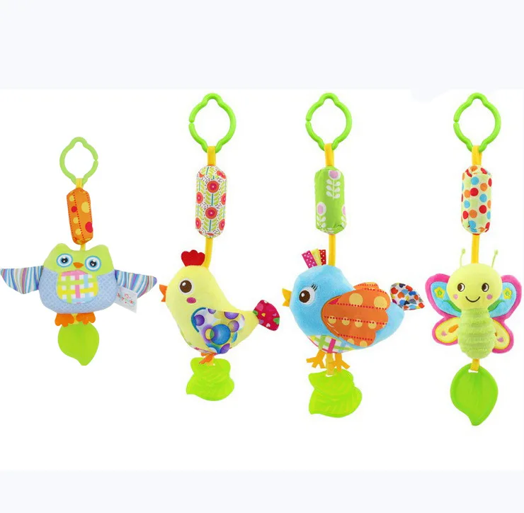 Bird Fun 39cm BB Device Newborn Cartoon Teether Wind Bell Doll Gift Plush Kids Happy Monkey Cognition Infant Soft Baby Toy