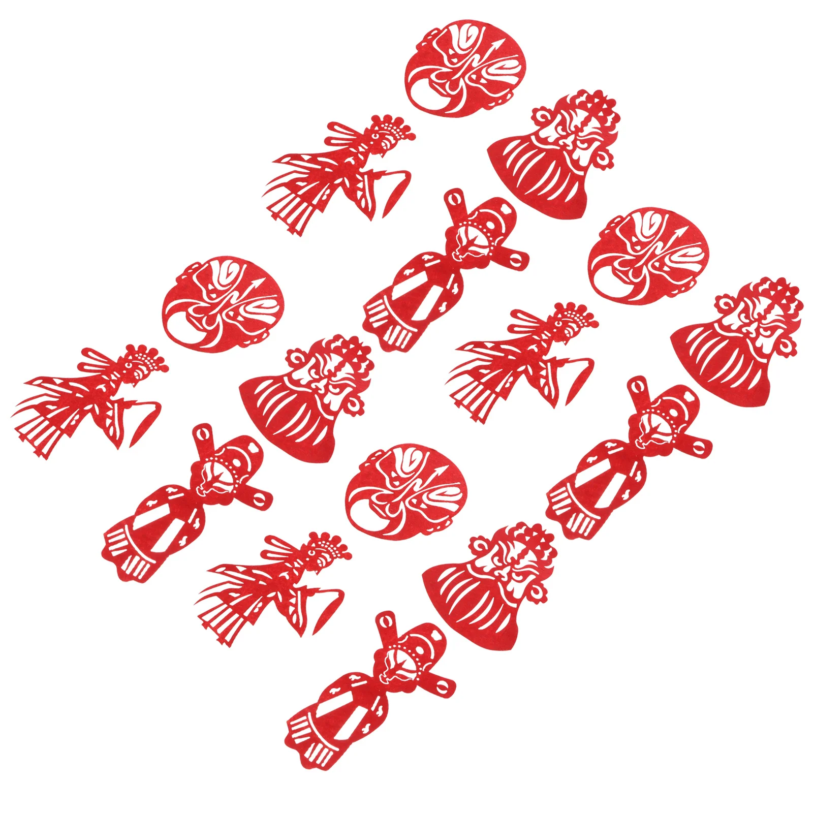 

16pcs Diy Chinese Paper Cuts Red Opera Masks Traditional Craft For New Year Festival Decor Kids Handmade Cloth Art Window