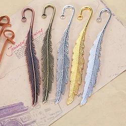 5pcs 116x13mm Antique Silver Plated Bronze Leaf Feather Handmade Charms Pendant DIY for Bracelet Necklace Bookmark Accessories