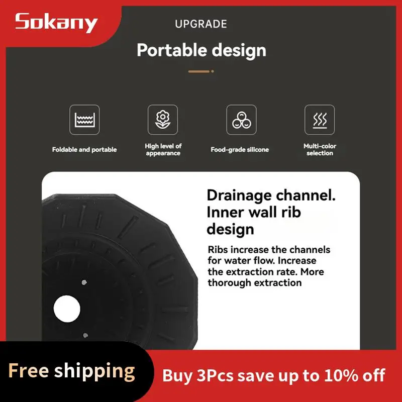 فلتر قهوة للتخييم من السيليكون قابل للطي للسفر والتخييم والمكتب وإكسسوارات القهوة