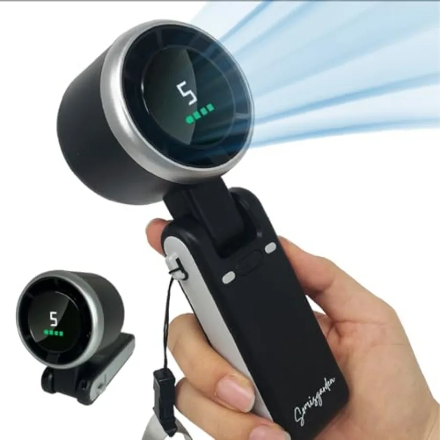 

Handheld fan Turbo 3-in-1, battery powered personal fan, running for 20 hours, 5-speed, turbo forced cooling, suitable for outd