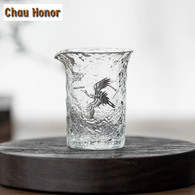 Pichet à thé en verre martelé fait main de 145 ml, distributeur de thé Cha Hai, tasse de justice, tasse équitable, accessoires de thé, fournitures cadeaux