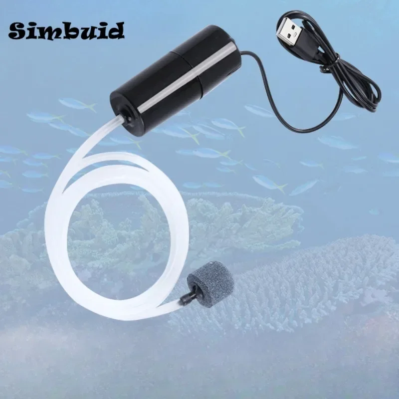 USB Aquarium Oxygen Air Pump, pequeno oxigenador para aquário, compressor silencioso, mini aerador, acessórios portáteis