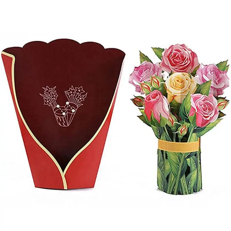 

A20I 3D-Up букет бумажных цветов поздравительные открытки, подарочные открытки на День матери, день рождения, Пасха для женщин D