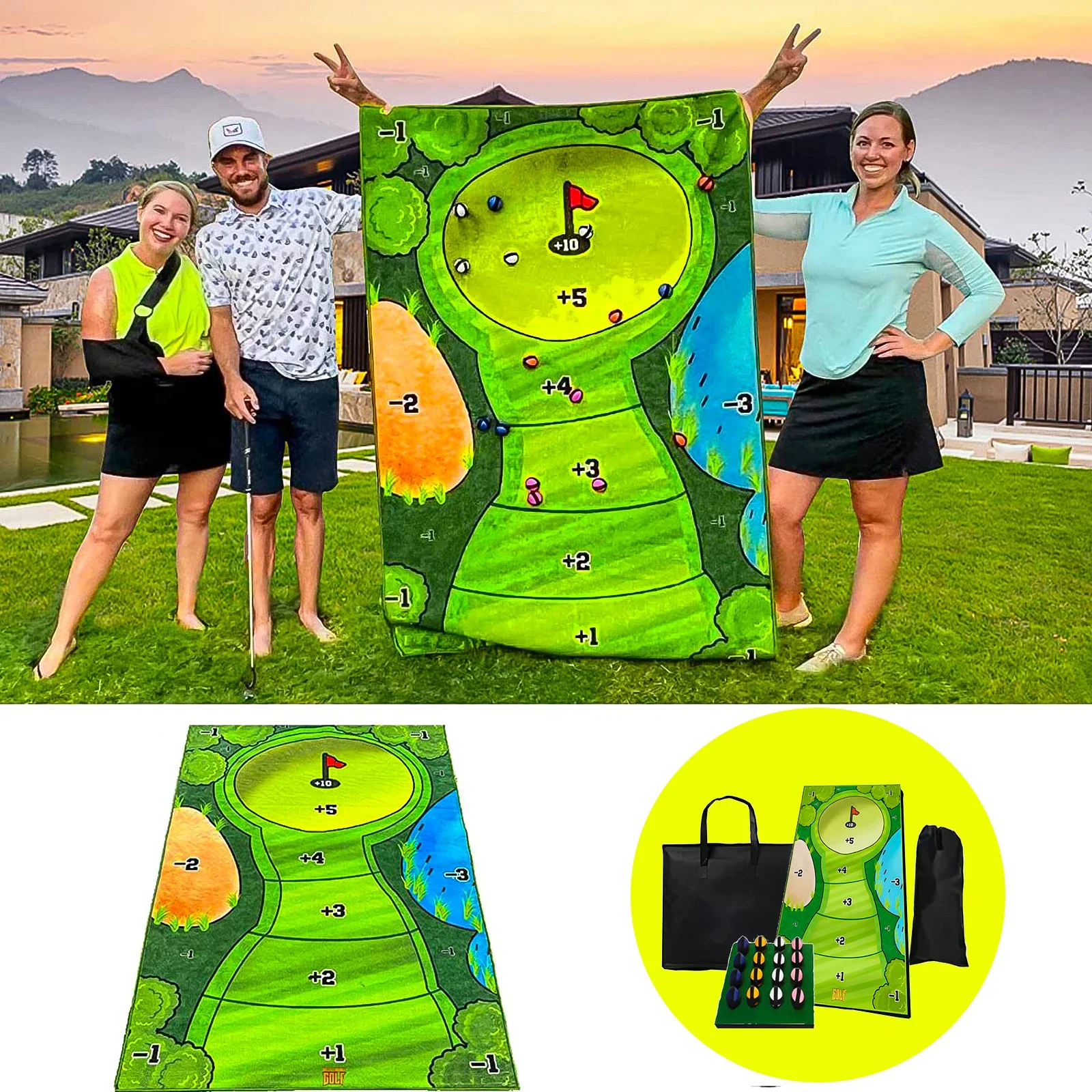 2024 NEW Flannelette Sticky Ball Pad Leisure Golf Interactive Game Pad Set Outdoor Camping Tourism Golf Parent Child Sports Toy