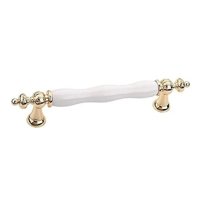 2PCS Kitchen Handles Arch Handles Cupboard Handles Furniture Ceramic Knobs White Vintage Zinc Alloy Door Handles